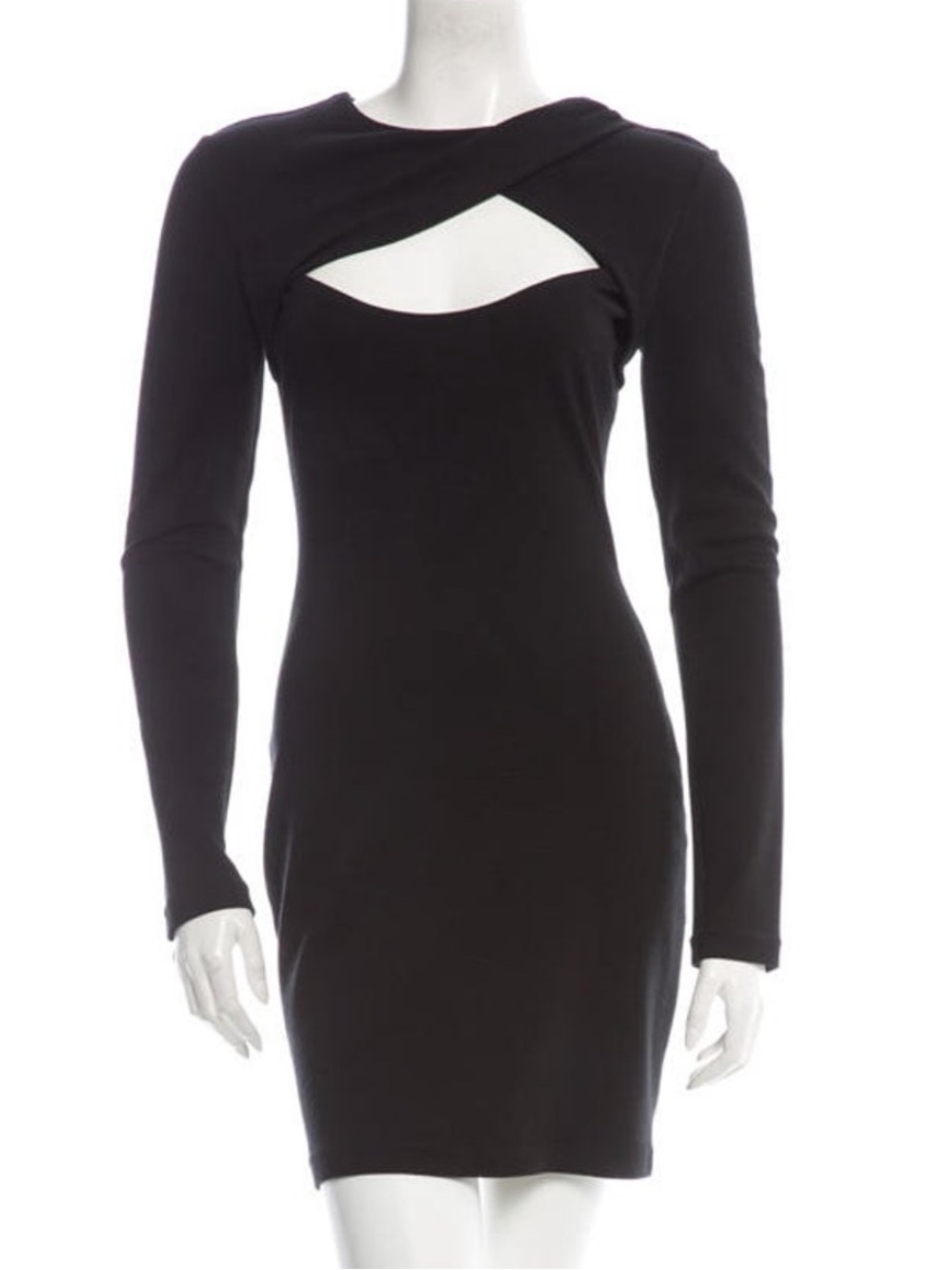 Halston Heritage Black Long-Sleeve Cutout Sheath Dress